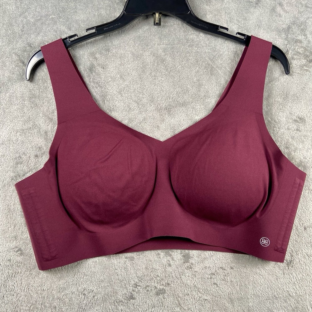 Honeylove Bra Womens 1X Purple Fig V Neck Liftwear Wireless‎ Support Padded Soft